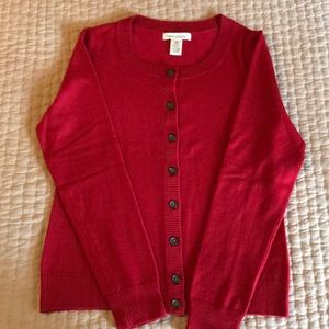 Banana Republic red merino wool cardigan sweater